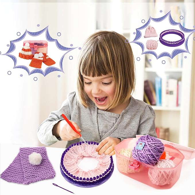 qxhol knit hat scarf knitting loom kit - diy craft kit for beginners，create custom hats & scarves ideas christmas birthday gifts for girls & boys，toys for age kids 6 7 8 9 10 11 12