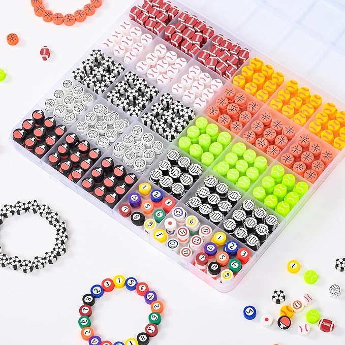 600pcs Polymer Clay Beads Friendship Bracelet Making kit Cute Fun Charms Beads for Bracelet Making DIY Arts Crafts Birthday Gifts Toys for Kids Girls Age 4-13 Ball