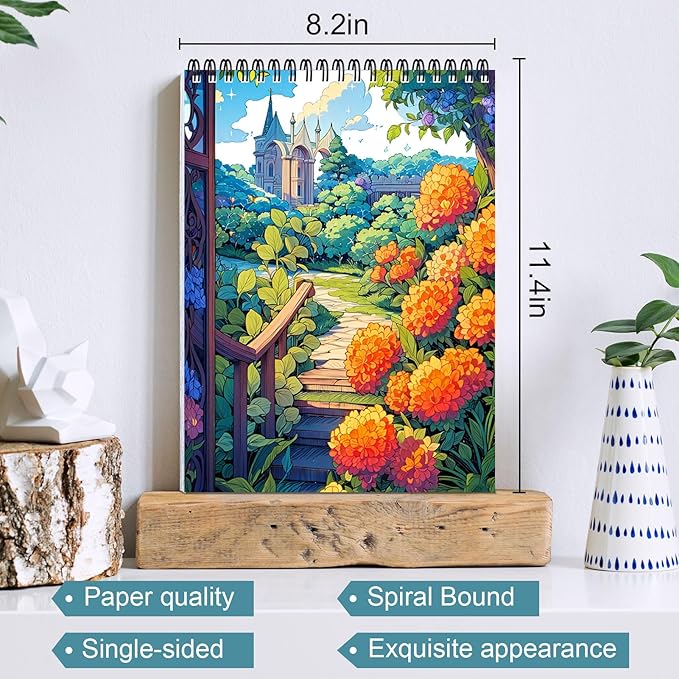 Adult Coloring Book for Women Relaxation, Spiral Bound One Sided Design, Thick Paper Spiral Bound Flower Coloring Book for Adult to Relax and Relieve Anxiety, Mindfulness Gift for Women