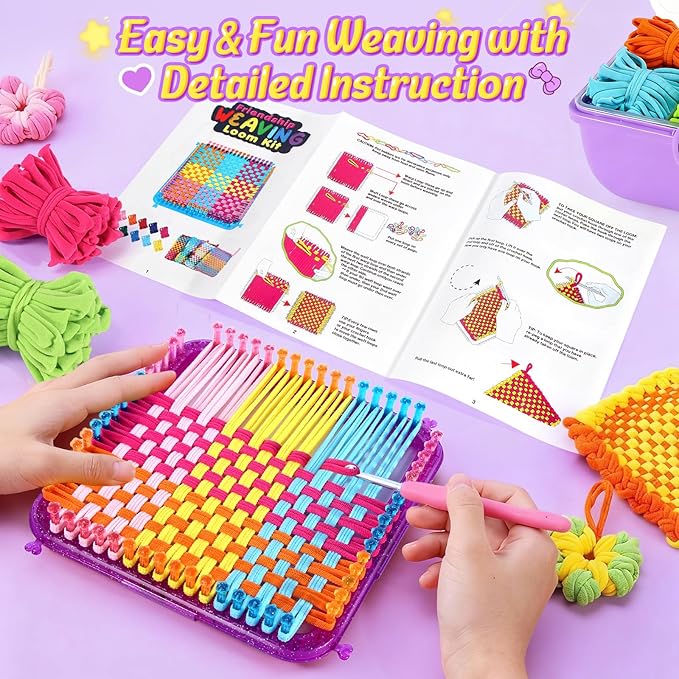 MIAOKE 478 Pcs Weaving Loom Kit, Includes Binding Needles and Colored Rings, Perfect for Making Handbags, Craft Potholders and Friendship Bracelets, Ideal Gift for Craft Enthusiasts