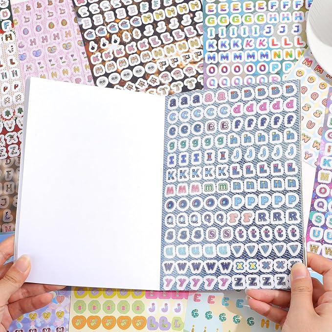 Washi Stickers for Journaling, Boho Stickers Abstract Aesthetic Stickers Vintage Scrapbook Sticker Set for Bullet Art Diary Card Craft Gifts Planner Notebook (Letter Sticker Style 3)