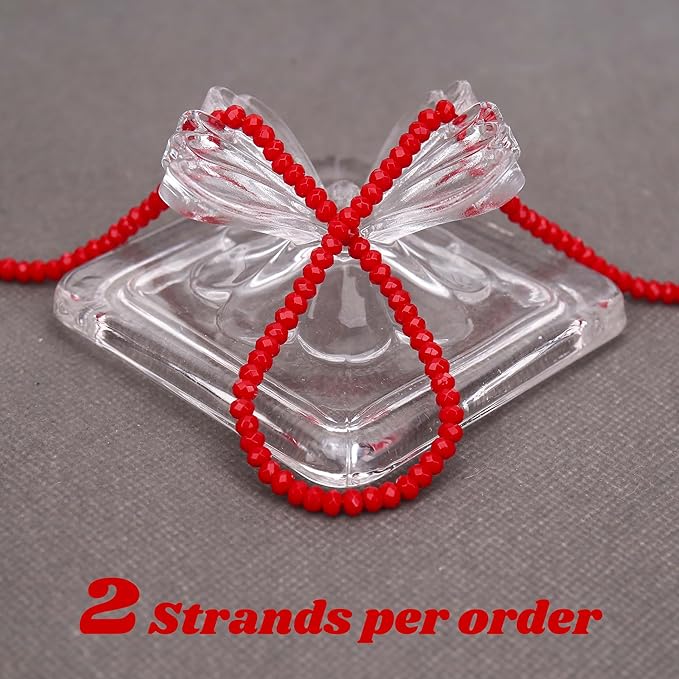 2 Strands Colored Red Jade Beads for Jewerly Making, 3 * 4mm Faceted Rondelle Gemstone Crystal Beads for DIY Bracelet Necklace Crafts