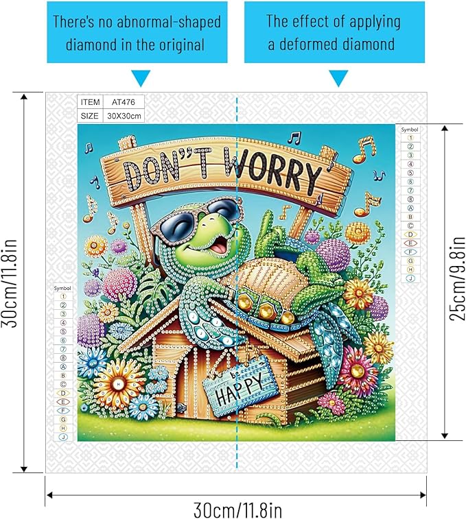 AiYuanzsh Diamond Art Painting Kits for Adults, 5D Special Shape Diamond Art Kits for Beginners, Crystal Rhinestones Diamond Art Painting for Home Wall Decoration Gift 12×12 inch, Sea Turtle