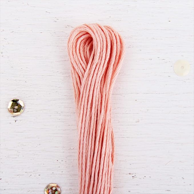 12 Skeins ThreadArt Premium Egyptian Long Fiber Cotton Embroidery Floss | Light Peach | 6 Strand Divisible Thread 8.75yds Each for Hand Embroidery, Friendship Bracelets, Cross Stitch and Crafts