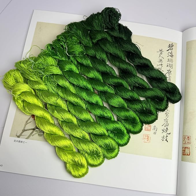 100% Nature Mulberry Handmade Embroidery Silk Thread Woven Jewelry Accessory Artificial Flowers Cross Stitch Floss DIY Sewing Kits 8 Gradient Colors 22m Each (1)