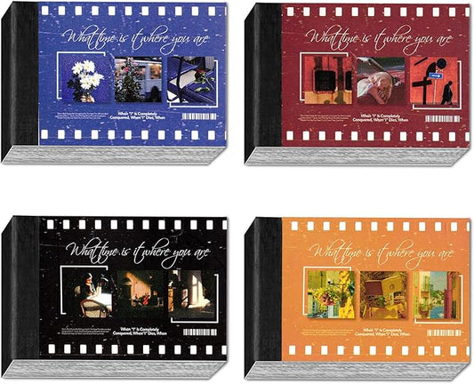 Aromoty 4 Sets 200 Pcs Washi Stickers Set Aesthetic Sticker Book (Vintage Film Roll)