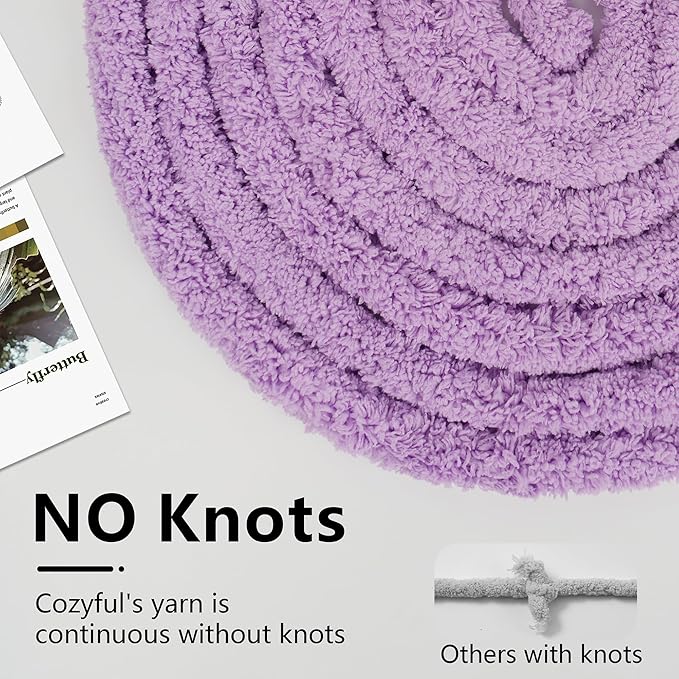 Chunky Yarn for Hand Knitting - #10 Chunky Chenille Yarn, Jumbo Big Thick Chunky Yarns for Crocheting, Super Bulky Chunky Knit Blanket Yarns, 8 Skein (25 yds 8 oz Each Skein), Purple