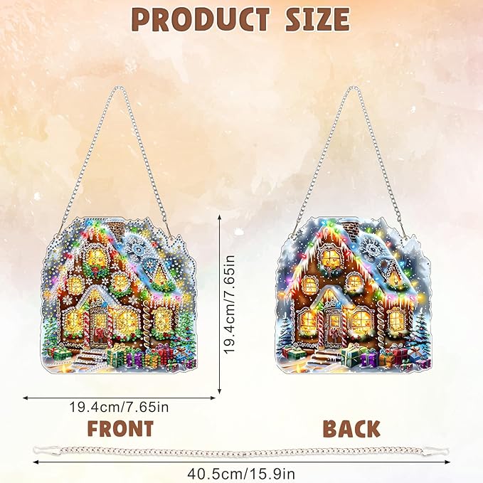 DOMROM House Diamond Art Hanging Kits for Adults Beginners, Special Shaped Crystal Diamond Painting House Pendant, DIY Diamond Art Suncatchers Christmas for Home Garden Wall Decor Gift
