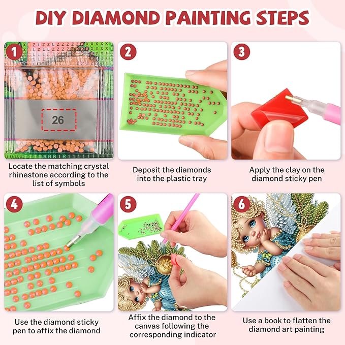 Bowetile Christmas Diamond Art Hanging Kits for Adults, Diamond Art Suncatchers Angel, 5D Special Shape Diamond Painting Pendant Window Ornament Christmas Gifts for Home Door Wall Decor