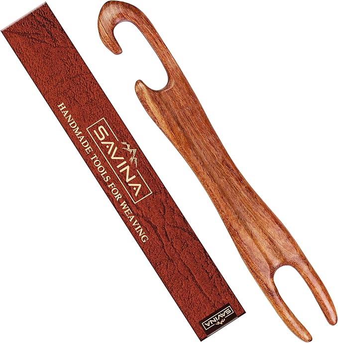 Savina 11.8in Wooden Weaving Shuttle - Handcrafted Loom Sticks for Weaving, Handmade DIY Weaving & Crafts, Ideal Accessories for Sweaters, Scarves, Tapestries. (1Pcs)