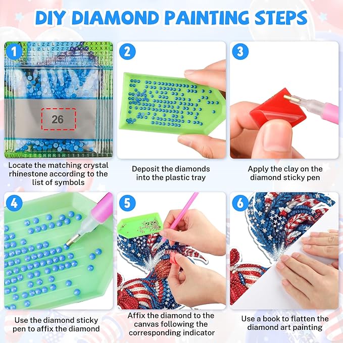 Bowetile Independence Day 5D Diamond Art Hanging Kits for Adults, 4th of July Chicken Diamond Painting Window Pendant Kits, Special Shape Gem Art Suncatchers Ornament for Home Garden Wall Decor