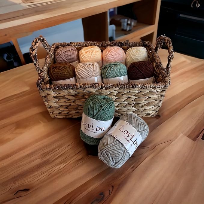 Crochet Yarn, 10x50g Soft Cotton Yarn Skeins, 1200+ Yards, for Crochet and Knitting, Free Crochet/Amigurumi Patterns, Craft DK Yarn Perfect Starter Kit (Nature)