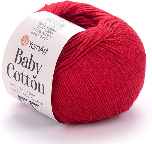 YarnArt Baby Cotton Yarn, 50% Cotton 50% Acrylic, 1.76 Oz, 180.44 Yds (1, 427)