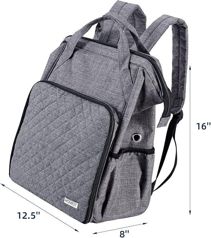 HOMEST Crochet Bag Organizer, Large Capacity Yarn Storage, Knitting Bag for Carrying Projects, Crocheting Hooks, Suppliers, Needles and Accessories, Grey