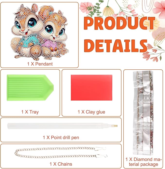 DOMROM Squirrel Diamond Art Hanging Kits for Adults Beginners, Special Shaped Crystal Diamond Painting Squirrel Pendant, DIY Diamond Art Suncatchers Animal for Home Garden Wall Decor Gift