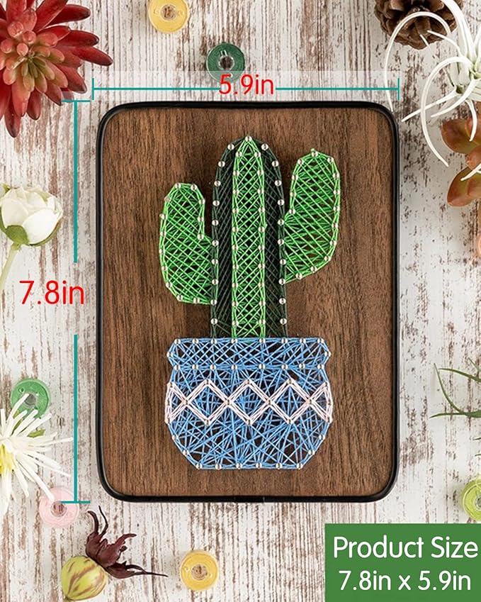 BAZIMA DIY String Art Kit for Beginner,Cactus String Art,DIY Cactus Potted Craft Kit,Unique Gift,Craft Kit for Holidays