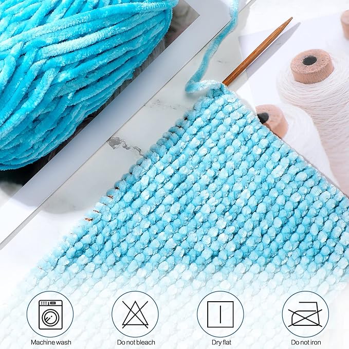 Xinnun 12 Skeins 1116 Yards Chenille Velvet Soft Thick Plush Yarn Bulk for Crocheting Knitting Blanket DIY Weaving Craft, 6mm, 3.5 Oz/Skein(Multi Colors)