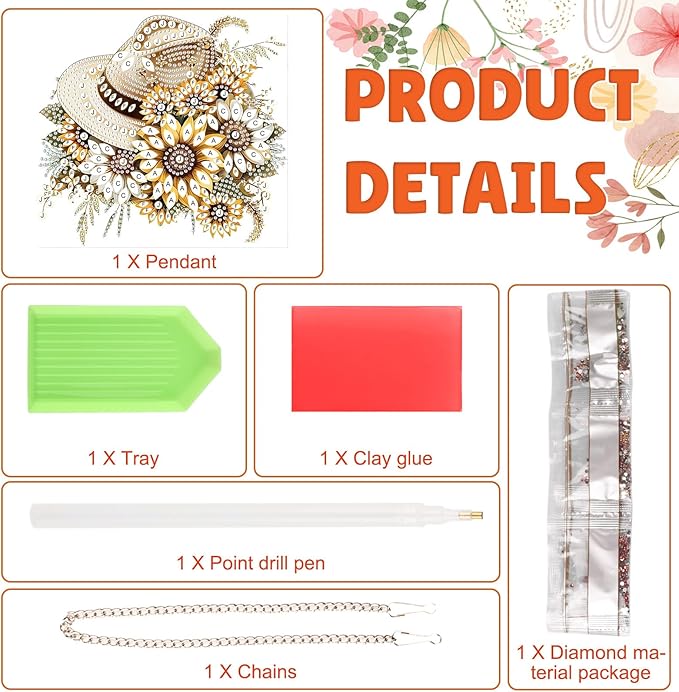 DOMROM Sunflower Diamond Art Hanging Kits for Adults Beginners, Special Shaped Crystal Diamond Painting Sunflower Pendant, DIY Diamond Art Suncatchers Flower for Home Garden Wall Decor Gift