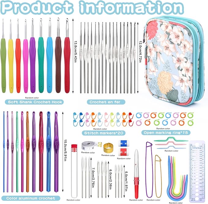Mayboos 96 Pack Crochet Hooks Set, Ergonomic Crochet Hooks Weave Yarn Kits with Storage Case and Crochet Needle Accessories, Crochet Needles Kit for Beginners and Experienced Crochet Hook