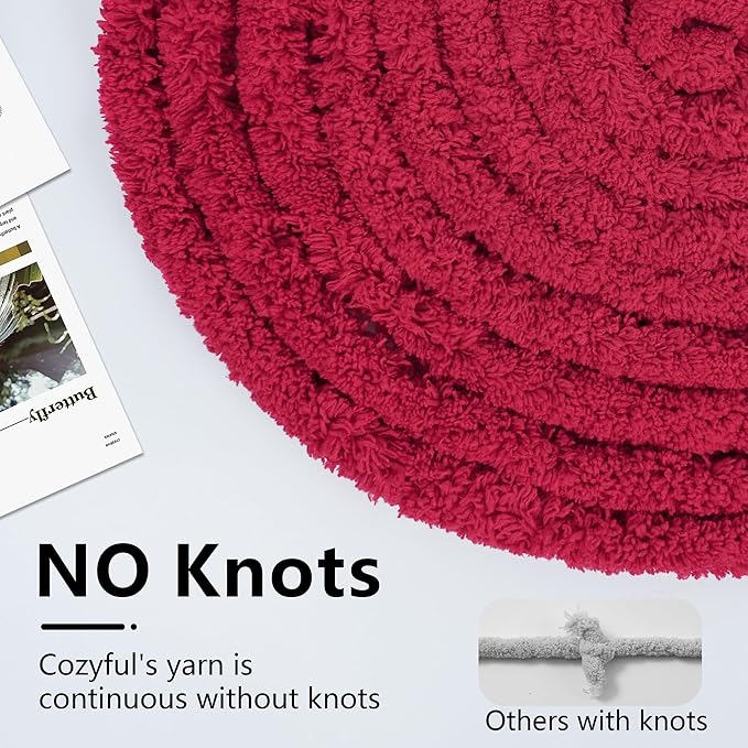 Chunky Yarn for Hand Knitting - #10 Chunky Chenille Yarn, Jumbo Big Thick Chunky Yarns for Crocheting, Super Bulky Chunky Knit Blanket Yarns, 8 Skein (25 yds 8 oz Each Skein), Cherry Red