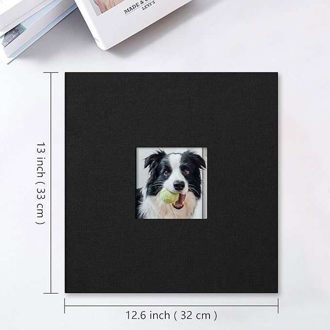 Vienrose Large Photo Album Self Adhesive for 4x6 8x10 10x12 Pictures Magnetic Scrapbook Album DIY 13" X 12.6" 60 Blank Pages with A Metallic Pen
