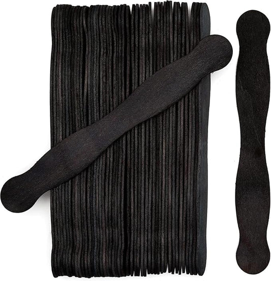 Wooden Black 8" Fan Handles, Wedding Programs, Pack 300, Jumbo Craft Popsicle Sticks for Auction Bid Paddles, Wooden Wavy Flat Stems for DIY Crafting Supplies Kit, by Woodpeckers