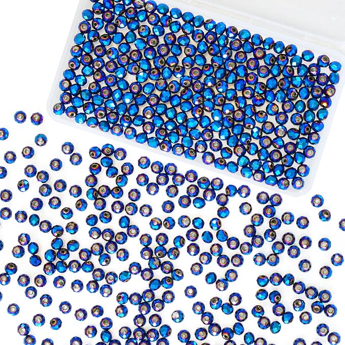 laopottbeads 500pcs 6mm crystal glass beads for jewelry making beads for bracelets necklace pendants making supplies(peacock blue)