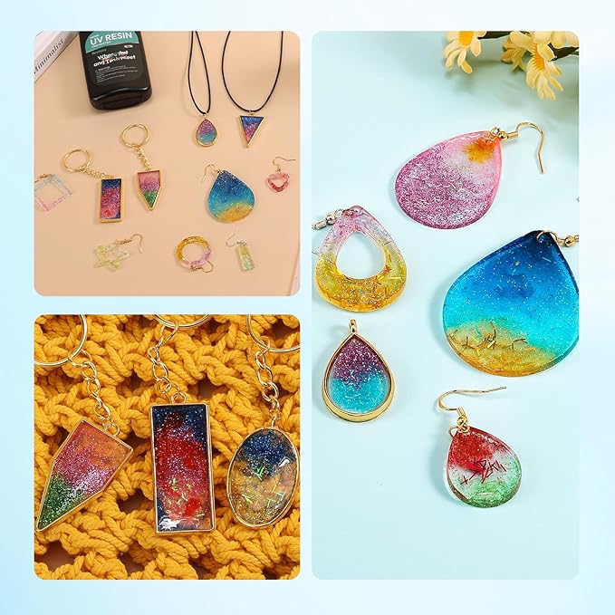 Resiners UV Resin Kit with Light for Adults, 190PCS UV Resin Jewelry Making Kit, Resin Accessories for Keychains, Earrings, Necklaces, Adult DIY Crafts – Not a Toy