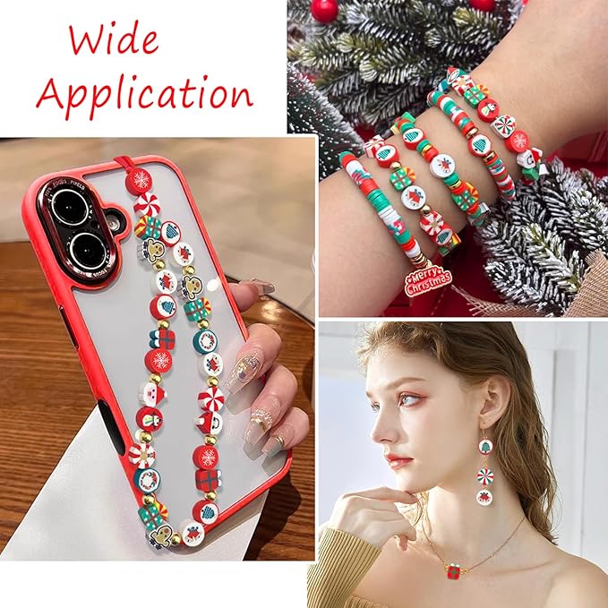 ZSFLZS Gold Beads Christmas Polymer Clay Beads Bracelet Making Kit, Round Spacer Bead 3/4/6/8mm 4 Size Smooth Ball Christmas Bead for Jewelry MakeDIY Bracelet, Necklace, Earring Making