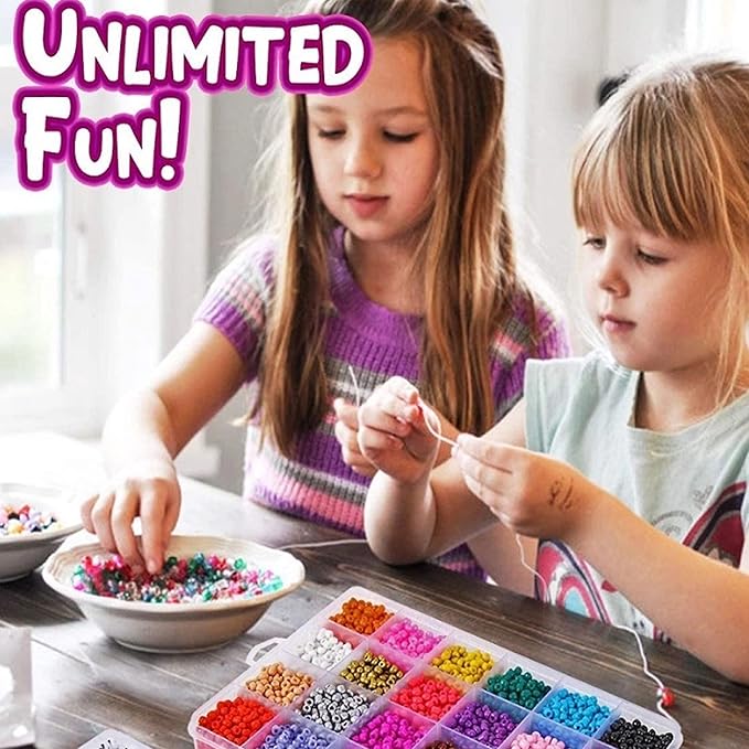 YITOHOP 8800+pcs 4mm 12/0 48 Colors Glass Seed Beads, Charms Bracelet Jewelry Making Beads Kit Gifts for Teen Girls Crafts for Girls Ages 8-12 Holiday Gifts