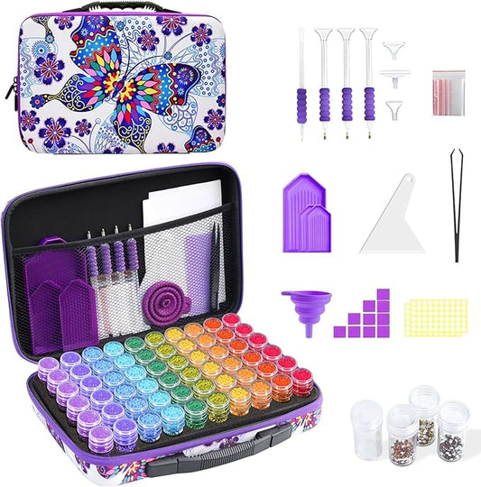 ZORETCO Diamond Painting Storage Case,60 Slots Diamond Art Kits with Accessories for Craft Jewelry Beads Organizer Boxes