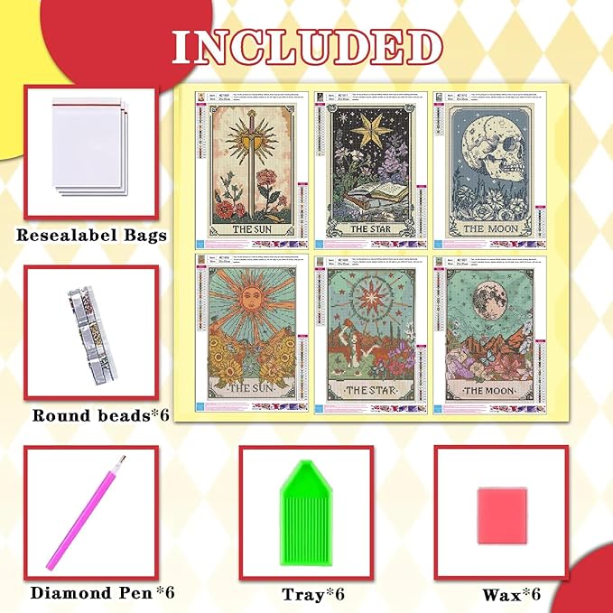 igoodom 6 Pack Diamond Art Kits for Adults, Diamond Painting Kit, Full Drill Round Diamond Art Kits, DIY Gem Art and Crafts for Home Wall Decor Gift 9.8x13.7inch