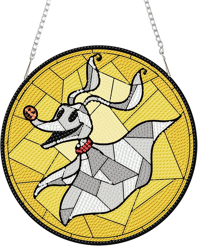 DIY Diamond Art Hanging Kit for Adult,Halloween Acrylic Diamond Art Painting Window Pendants Home Garden Wall Hanging Kits Festival Gift