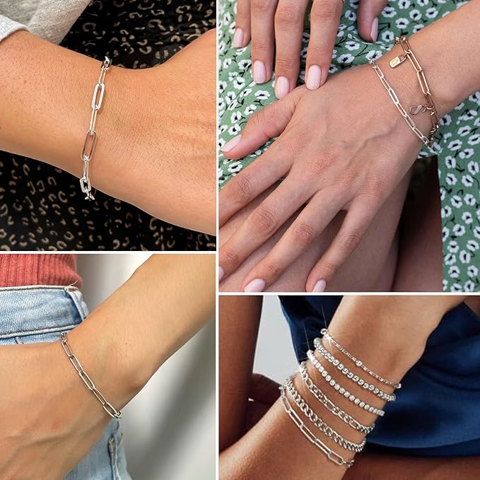 20 Pcs Snake Charm Bracelet Chain 8 Inch Gold Silver Charm Bracelet Kit, Snake Chain Bracelets Chains Pack with Polishing Cloth for Christmas Mother's Day DIY Women Jewelry Making Gifts Supplies
