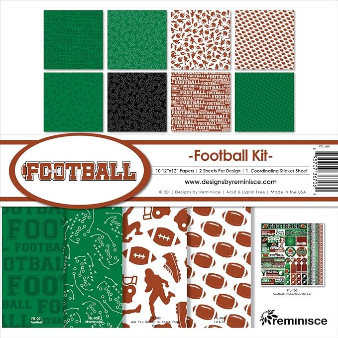 Reminisce Football Collection Kit, Green, FTL-200 12x12 inches