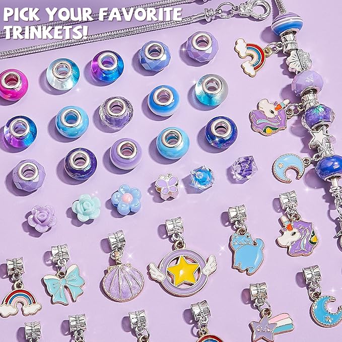 newbandmo jewelry making kit toys for girls 8-12, bracelet making kit for girls, diy craft kits for teen girl age 8 9 10, christmas birthday gifts for kids 8 10 11 12 year old girl (purple)