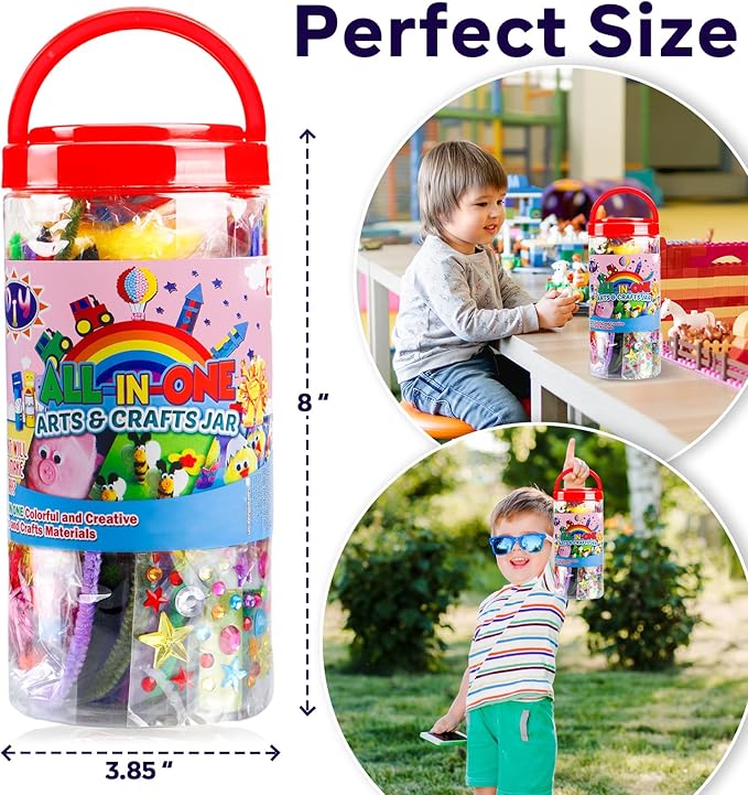 FUNZBO Arts and Crafts Supplies for Kids-Easter Craft Kit with Glitter Glue Stick,Pipe Cleaners Pom Poms Craft Tools,DIY School Supplies Kit, Girls Toys, Birathday Gifts for Girls Boys Age 4+