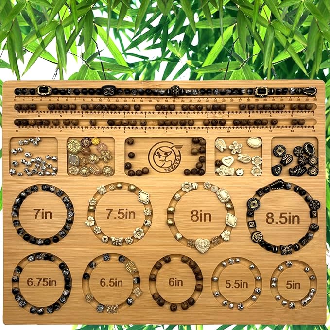 NOAVAOL Bead Boards for Jewelry Making, Combi Bamboo Beading Board for Jewelry Bracelet Making, Beading Trays Design Mats for Necklace, Bracelet, DIY Design Bamboo