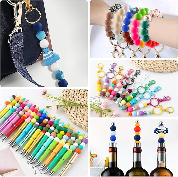 150Pcs 15mm Silicone Beads for Keychain Making Bracelet Necklace, Bulk Round Silicone Beads for Pens(Navy Blue)
