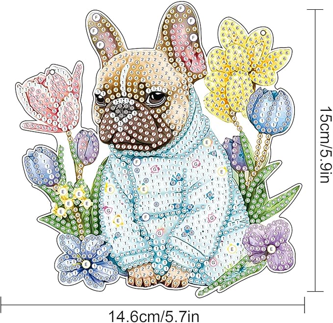 AiYuanzsh Animal Dog Diamond Art Painting Kits Hanging Pendant, Flower Diamond Art Hanging Sign DIY Special Shaped Crystal Ornaments for Home Decor Gift