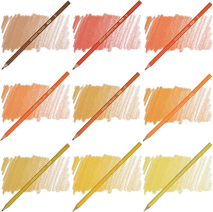 Orange Yellow Colored Pencils,Oil Based Wooden Colored Pencil Set for Adults Coloring Books Drawing Sketching Art Supplies 24 Color