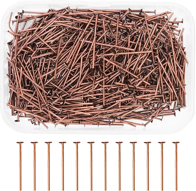 Mandala Crafts 1 Inch Antique Copper Flat Head Pins for Jewelry Making Earring Making Supplies – 500 PCs Jewelry Findings for Making Earring DIY Bracelets Rosary Charms