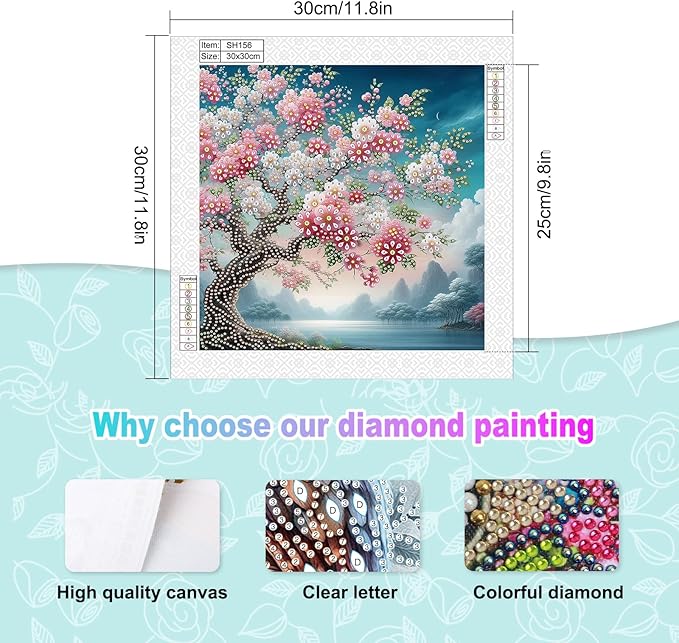 AiYuanzsh Special Shape Diamond Painting Kits for Adults, 5D Crystal Rhinestone Diamond Art Landscape Tree Canvas, DIY Paint by Diamonds Unique Craft Kits, Sparkling Diamond Art Wall Décor