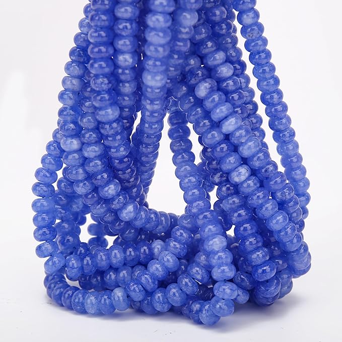 2 Strands (150PCs) Sky Blue Jade Rondelle Beads, 5 * 8mm Gemstone Loose Spacer Abacus Disk Beads for DIY Bracelet Necklace Earrings Jewelry Making, Craft Supplies Beading Kit
