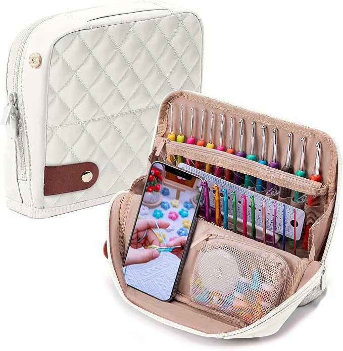 Empty Crochet Hook Case - Stand Up Organizer with 30 Slots for Hooks & Needles, Crochet Accessories Kit for Lovers & Beginners
