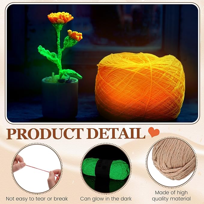 WILLBOND 5 Rolls Glow in The Dark Magic Yarn Luminous Neon Crochet Yarn for Crocheting DIY Knitting Glow Fingering Sewing Supplies for Crafts Sewing Party 54.7 yd Per Roll (Multiple Colors)