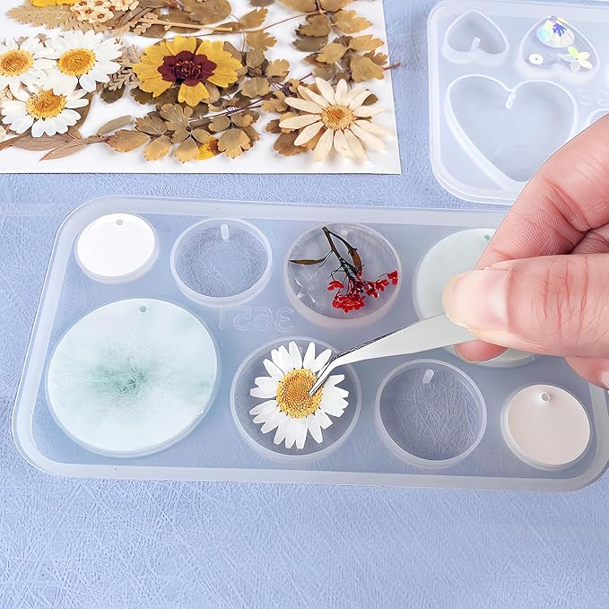 RESIN GO Resin Jewelry Molds, 128 Pcs Multiple UV Resin Earring Mold with Holes, Basic Epoxy Keychain Kits Bundle Complete Set, Necklace Pendant Moldes para Resina Epoxica for Female