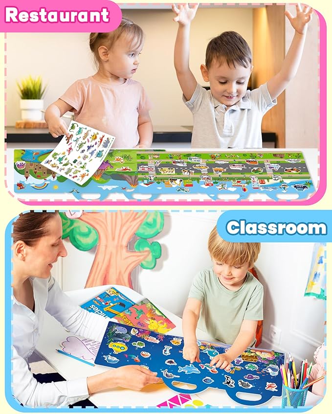 walenced reusable sticker book for toddlers, stickers for kids, toddler sticker book, toddler craft activities, toddler travel toys ages 3 and up boy girl birthday gifts