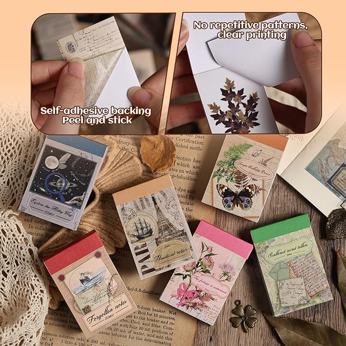 300Pcs Washi Scrapbook Supplies Sticker Set,Nature Vintage Scrapbooking Decals for Junk Journal Supplies Card Making Envelopes Paper Stationery Collage