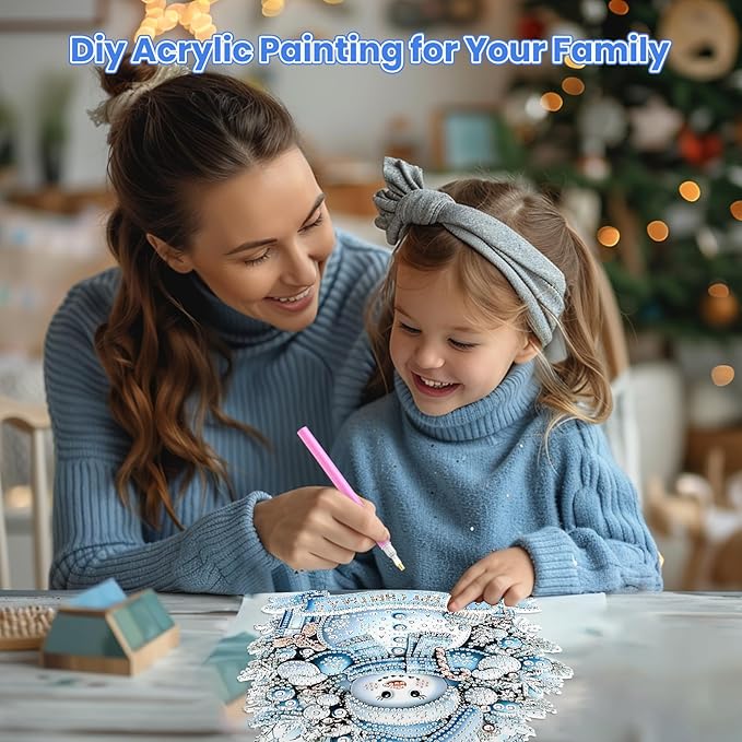 MOGTAA Christmas Diamond Art Hanging Kits for Adults Kids, Christmas Snowman Diamond Art Suncatchers, 5D Special Shape Winter Diamond Painting Window Pendant Kit for Home Garden Wall Decor